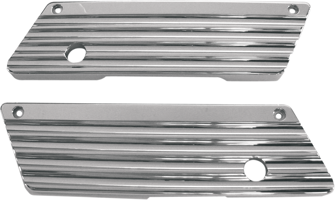JOKER MACHINE Finned Saddlebag Latch Covers - Chrome - '93-'13 FL - 04-50-1