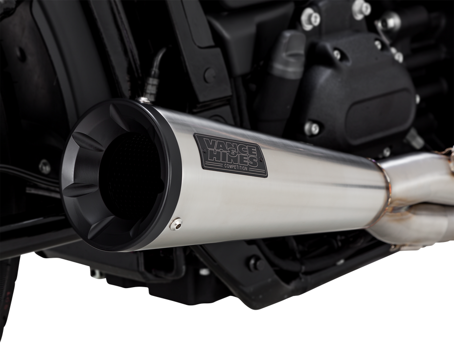 VANCE & HINES 2-into-1 Upsweep Exhaust System - Brushed - Stainless Steel - '18-'23 Softail - 27323