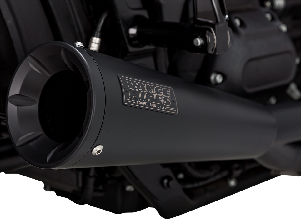 VANCE & HINES 2-into-1 Upsweep Exhaust System - Black - Stainless Steel - '18-'23 Softail - 47323