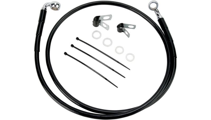 DRAG SPECIALTIES Brake Line - Front - Black - +8"- FXDL '01-'05 - 640110-8BLK