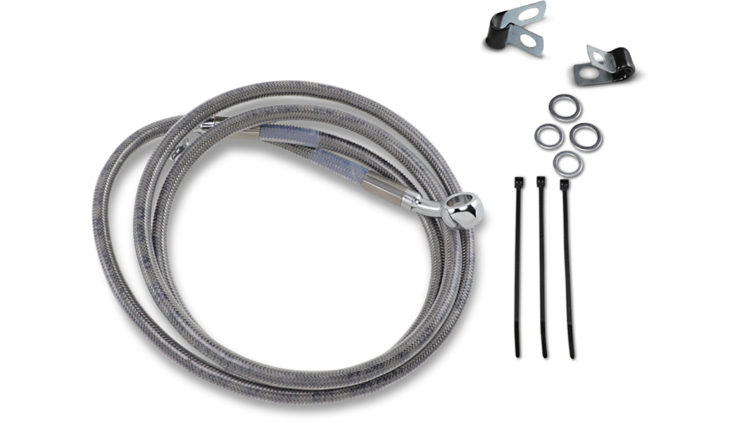 DRAG SPECIALTIES Brake Line - Front - +10" - Harley-Davidson 1999-2007 - Stainless Steel 640210-10