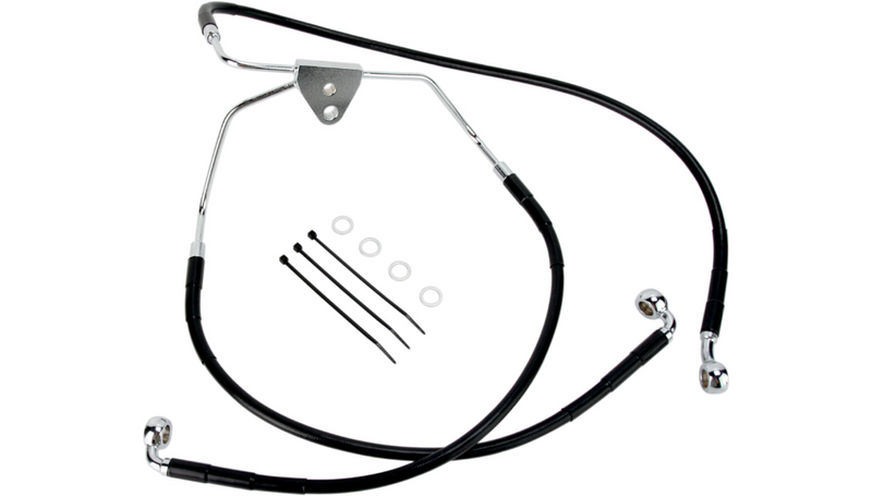 DRAG SPECIALTIES Brake Line - Front - Black - 15-3/8" / 23" - FL '08-'13 - 620085-BLK