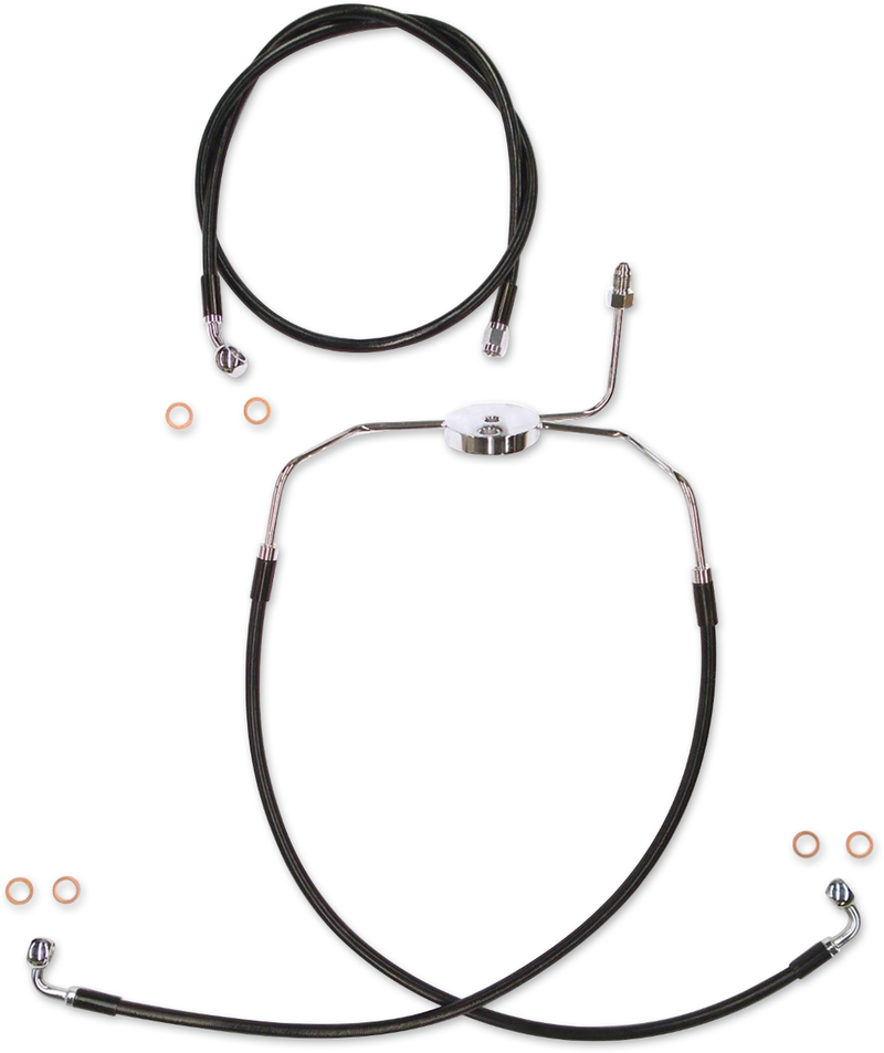 MAGNUM SHIELDING Brake Line Kit -Black Coated Stainless Steel - Stock Length 16-1/4" / 19" - FLH '95-'07 - SBC1304-19