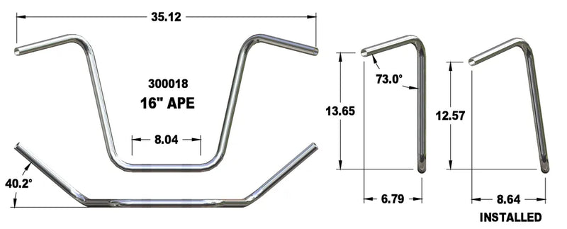 KHROME WERKS Handlebar - Springer Ape - 16" - Softail '88-'09 - 300018