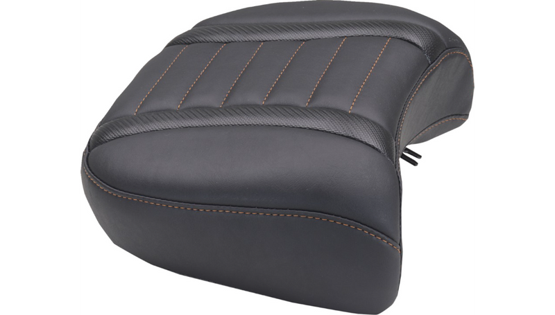 MUSTANG Deluxe Passenger Seat - Wide - Mandarin Orange Stitch - FLT/FLH '23-'25 - 88420MO
