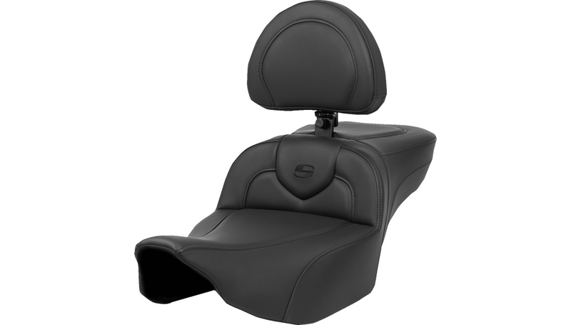 SADDLEMEN Heated RoadSofa Seat - Extended Reach - Smooth - w/ Backrest - FLT/FLH '23-'25 - 823-07-188C0