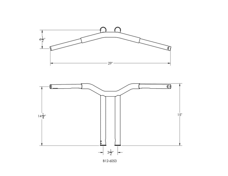 BURLY BRAND Handlebar - Dominator - Raked - 14" - Black - Harley-Davidson '49-'24 - B12-6053B