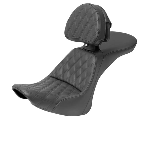 SADDLEMEN Explorer Seat - Lattice Stitched - Backrest - FLSTN '06-'17 - 806-15-030LS - PartsOutlet.com.au