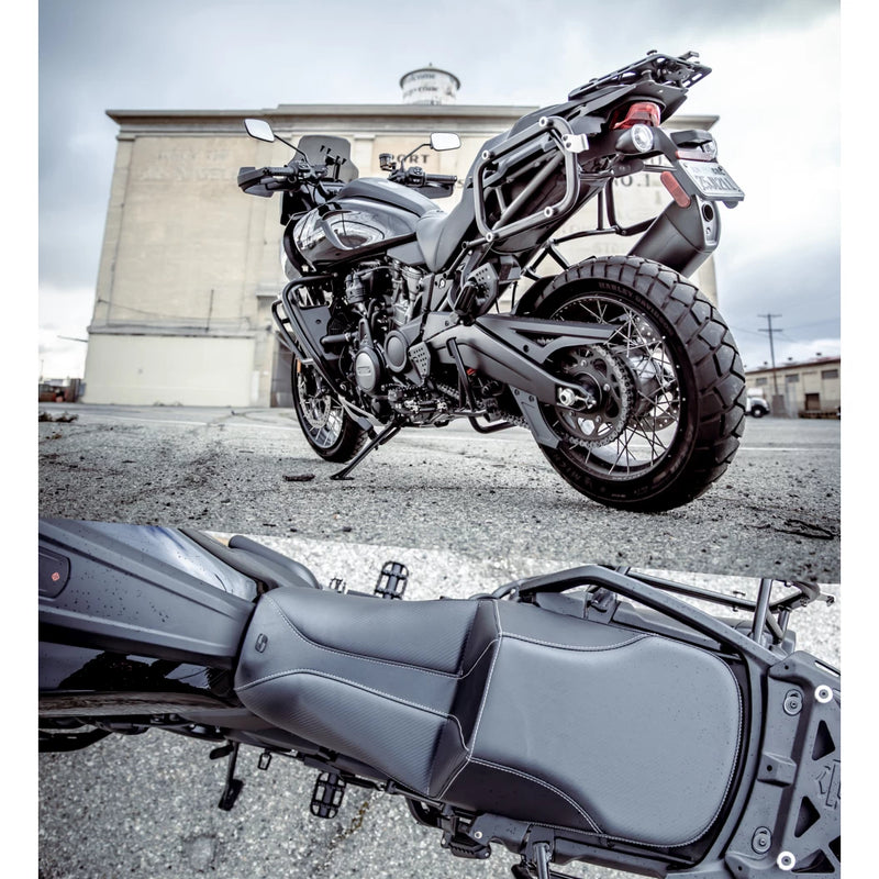 SADDLEMEN Adventure Tour Seat - Low - w/ Backrest - Black - Pan Am '21-'24 - 821-34-201BR - PartsOutlet.com.au