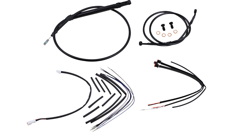 BURLY BRAND Cable Kit - Jail Bar - 14" Handlebars - Softail '18-'24 - Black Vinyl B30-1258