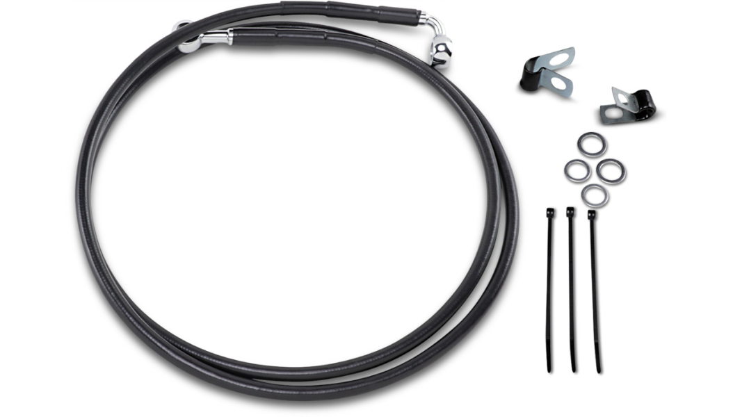 DRAG SPECIALTIES Brake Line - Front - Black - Harley-Davidson 1984-2005 - +10" 640115-10BLK