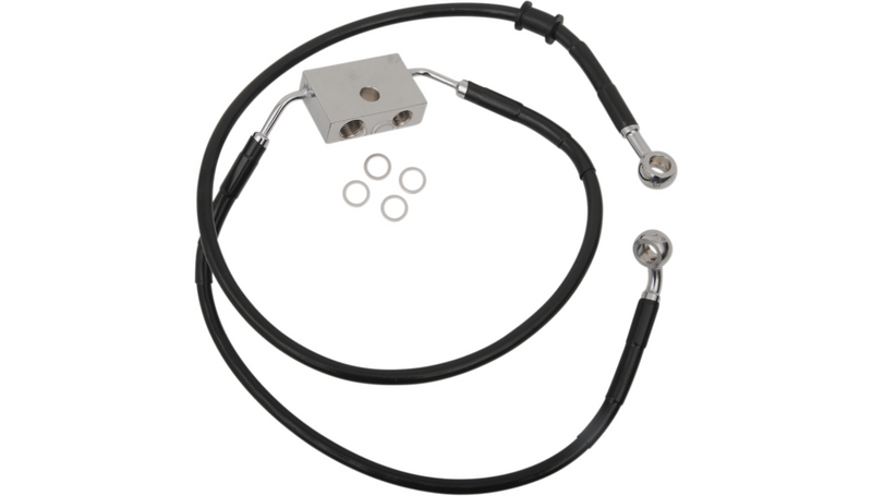 DRAG SPECIALTIES Brake Line - Front - +12" - Black - '14-'22 XL - 614743-12BLK