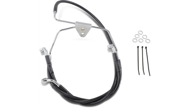 DRAG SPECIALTIES Brake Line - Front - Black - 16" / 26-7/8" - FL '96-'07 - 660411-BLK