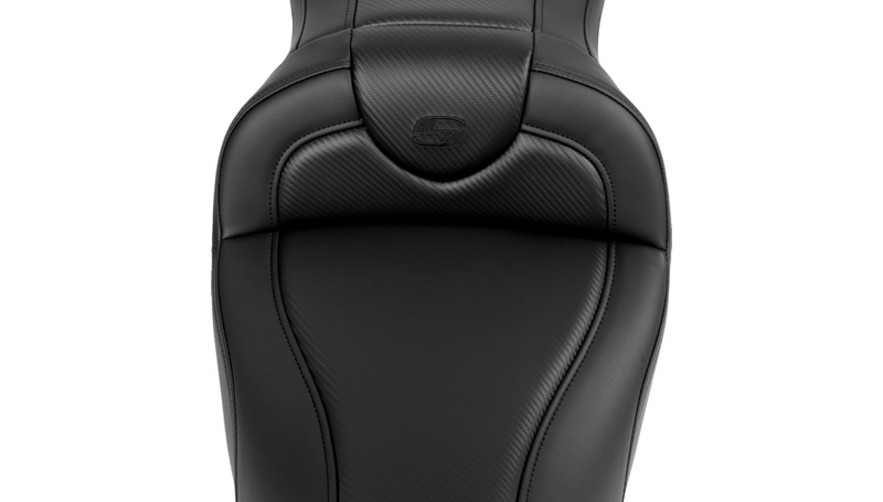 SADDLEMEN Roadsofa Seat - without Backrest - Carbon Fiber - Black Stitch - 'FL '08-'19 A808-07B-185BLK - PartsOutlet.com.au