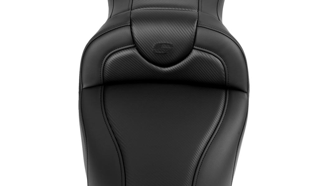 SADDLEMEN Roadsofa Seat - without Backrest - Carbon Fiber - Black Stitch - 'FL '08-'19 A808-07B-185BLK - PartsOutlet.com.au