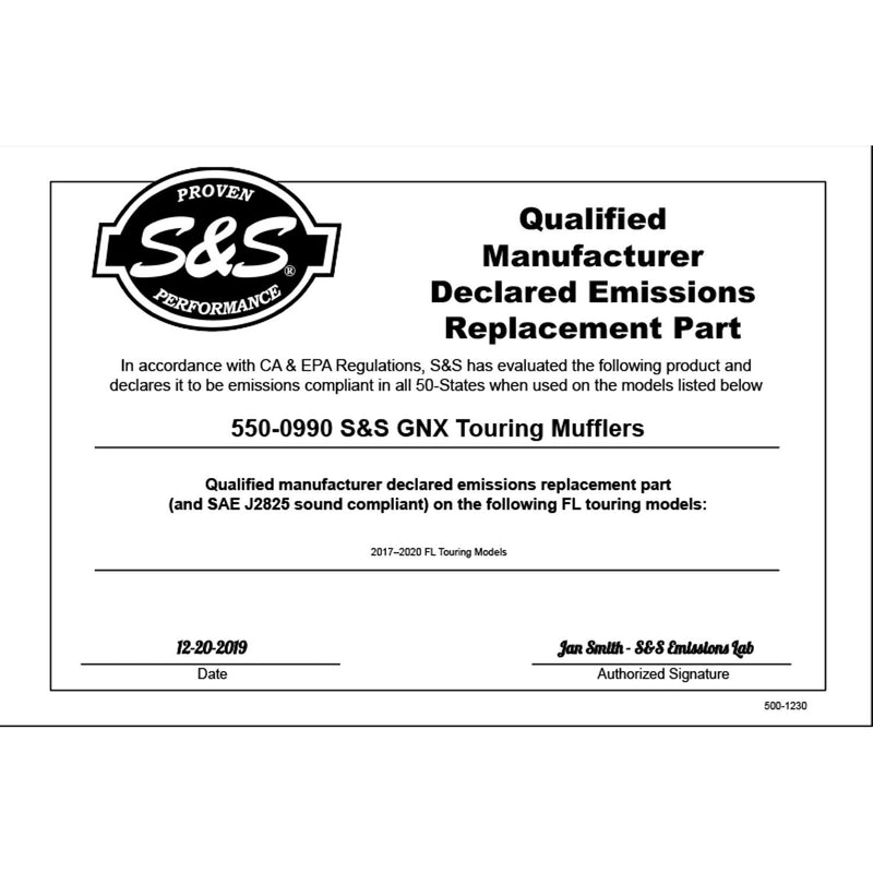 S&S CYCLE GNX SLIP-ON Muffler for 2017+ M8 TOURING MODELS — Black - 550-0990 - PartsOutlet.com.au