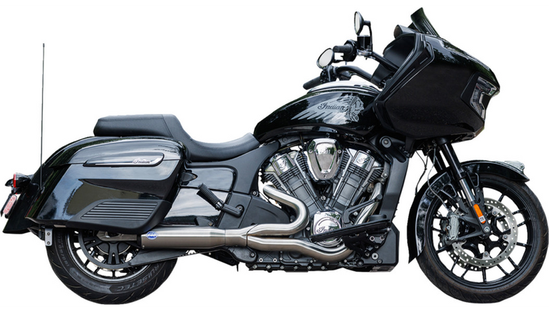 S&S CYCLE 2-into-1 Qualifier Exhaust System - 50-State - Brushed - Stainless Steel - Indian '20-'23 - 550-1083