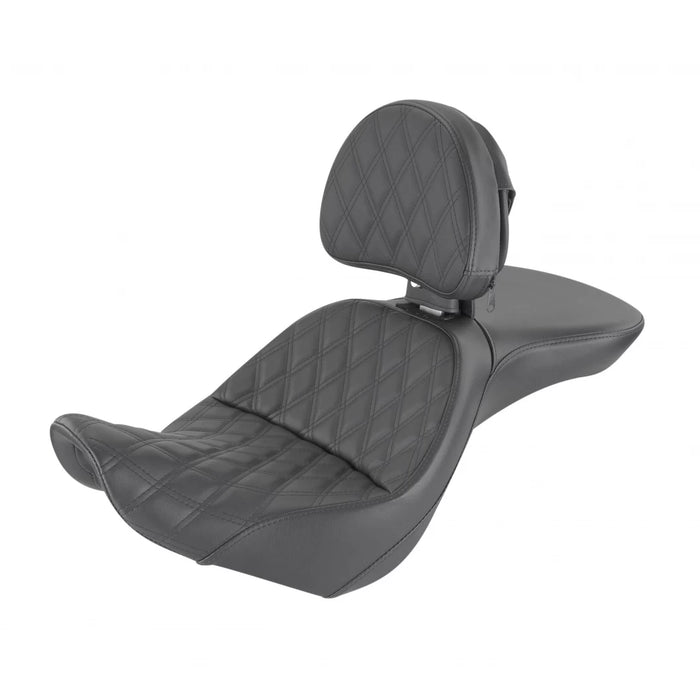 SADDLEMEN Explorer Seat - Lattice Stitched - Backrest - Softail '06-'17 - 806-12-030LS - PartsOutlet.com.au