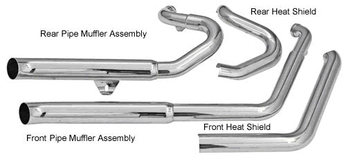 BASSANI XHAUST Pro Street Exhaust - '18-'21 Softail Street Bob, Lowrider, Fat bob - Chrome 1S35D - PartsOutlet.com.au