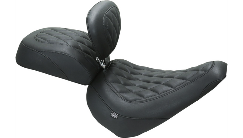 MUSTANG Wide Tripper Solo Seat - w/ Backrest - Diamond - Black Stitch - FXBR '23-'25 - 89027