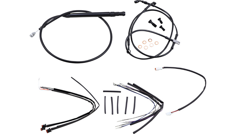 BURLY BRAND Cable Kit - Jail Bar - 14" Handlebars - Softail Fat Bob '18-'23 - Black Vinyl B30-1265