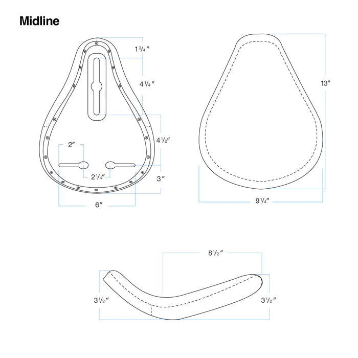 BILTWELL Midline Seat - Tuck and Roll - Black 4005-105 - PartsOutlet.com.au