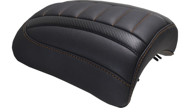 MUSTANG Padded Passenger Seat Cowl - Deluxe - Mandarin Orange Stitch - FLT/FLH '23-'25 - 88610MO