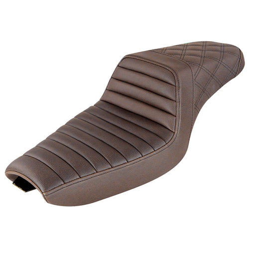 SADDLEMEN Step Up Seat - Tuck and Roll/Lattice Stitched - Sportster 4.5Gal Brown 807-03-176BR - PartsOutlet.com.au