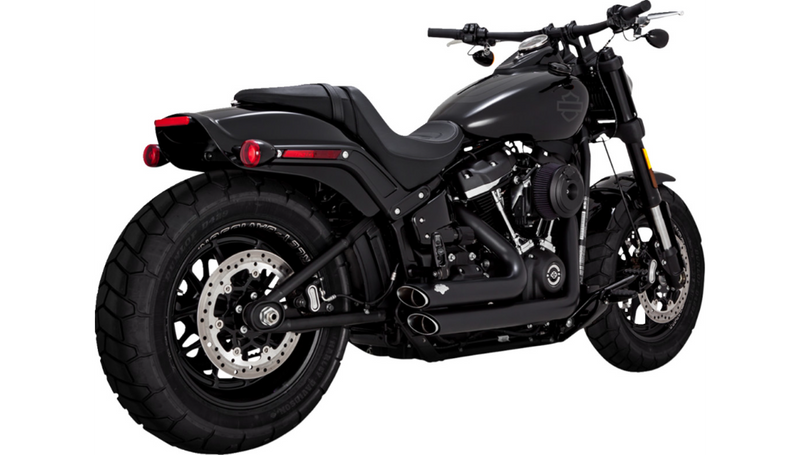 VANCE & HINES Shortshots Staggered Exhaust System - Matte Black - '18-'23 Softail - 47333 - PartsOutlet.com.au