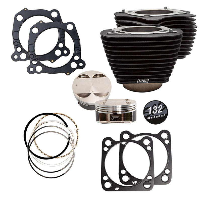 S&S CYCLE 132" Cylinder Kit - 4.500" Stroke - Wrinkle Black w/o Highlighted Fins - Harley-Davidson '17-'23 - 2024M8 - 910-0846A