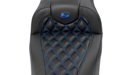 SADDLEMEN RoadSofa Seat - without Backrest - Carbon Fiber - Lattice Stitch - Blue Stitch - FLTR/FLHX '23-'24 - 823-07-20601 - PartsOutlet.com.au