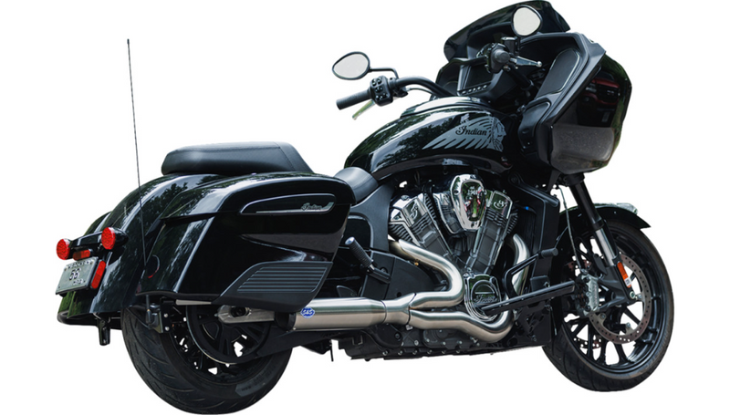 S&S CYCLE 2-into-1 Qualifier Exhaust System - 50-State - Brushed - Stainless Steel - Indian '20-'23 - 550-1083