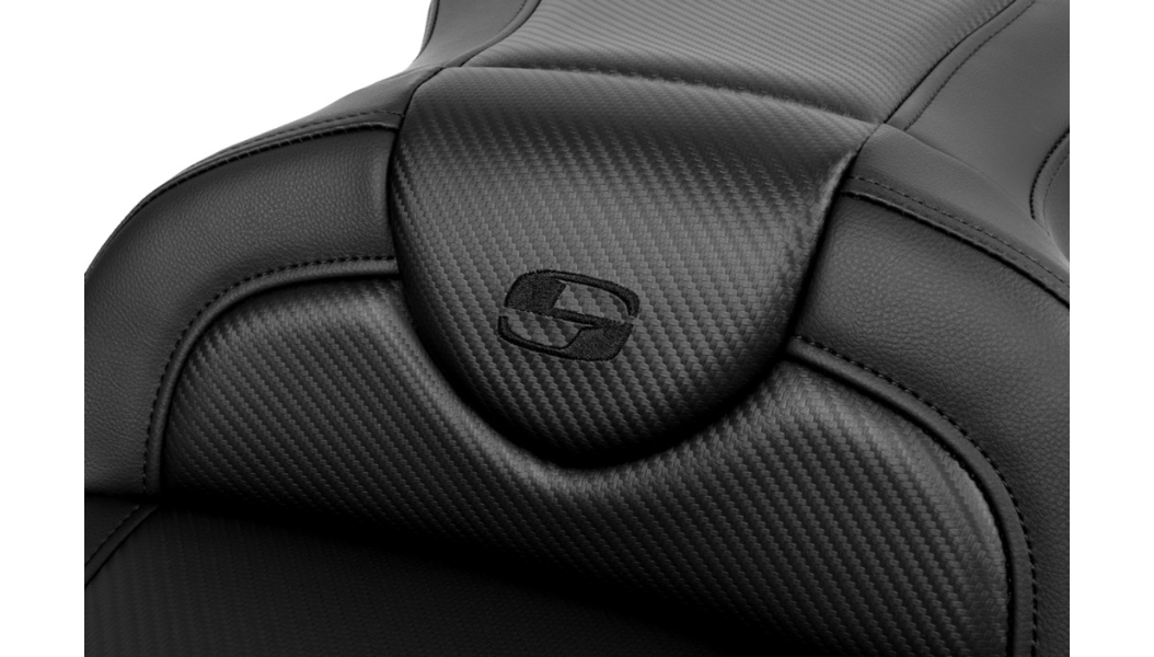 SADDLEMEN Roadsofa Seat - without Backrest - Carbon Fiber - Black Stitch - 'FL '08-'19 A808-07B-185BLK - PartsOutlet.com.au