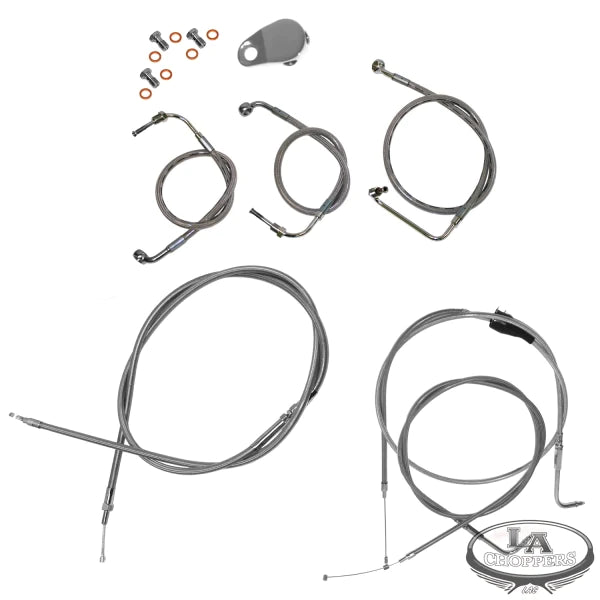LA CHOPPERS 12-14" APE BAR CABLE KIT STAINLESS STEEL FOR NON-ABS HD - Touring '96-'07 - LA-8005KT-13