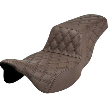 SADDLEMEN Extended Reach Step Up Seat - FL '08-'23 HD Touring - Street/ Road/ Electra - Lattice Stitched - Brown - 808-07B-175BREX
