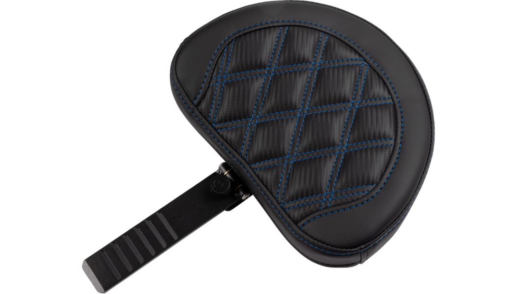 SADDLEMEN RoadSofa Seat - with Backrest - Carbon Fiber - Lattice Stitch - Blue Stitch - FLTR/FLHX '23-'24 - 823-07-206B1