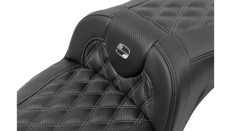 SADDLEMEN Roadsofa Extended Reach Seat - without Backrest - Lattice Stitch - Dark Gray Stitch - FL '23-'25 - 823-07-20702