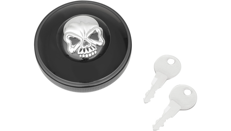 DRAG SPECIALTIES Vented Skull Locking Gas Cap - Harley-Davidson 1993-2024 - Black 03-0320ABS-A - PartsOutlet.com.au
