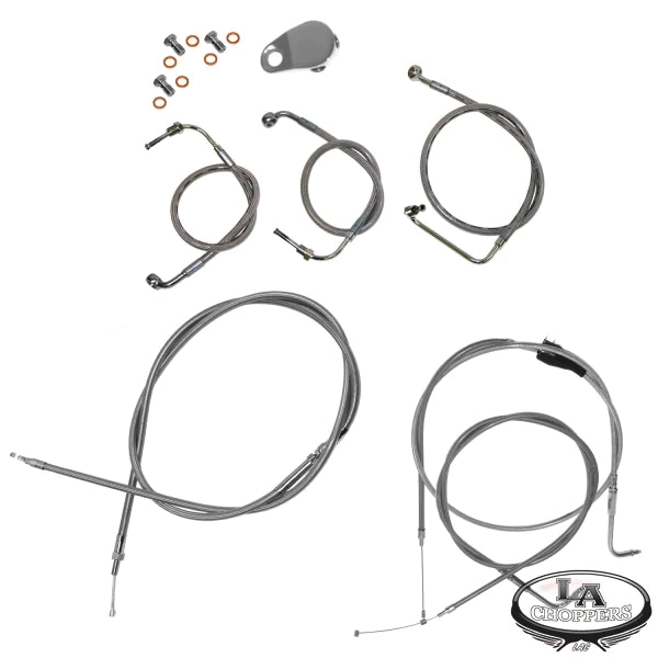 LA CHOPPERS 12-14" APE BAR CABLE KIT STAINLESS STEEL FOR NON-ABS HD - Touring '96-'07 - LA-8006KT-13