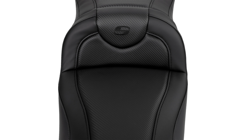 SADDLEMEN Roadsofa Extended Reach Seat - Carbon Fiber - Black Stitch - without Backrest - FL '08-'23 A808-07B-186BLK - PartsOutlet.com.au
