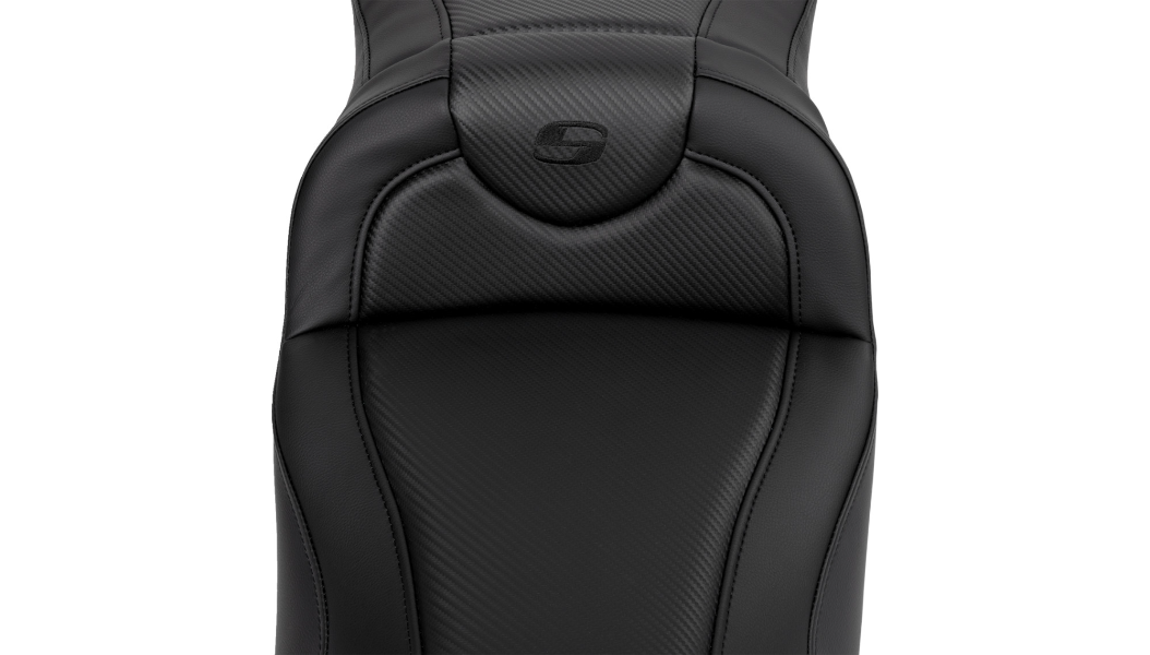 SADDLEMEN Roadsofa Extended Reach Seat - Carbon Fiber - Black Stitch - without Backrest - FL '08-'23 A808-07B-186BLK - PartsOutlet.com.au