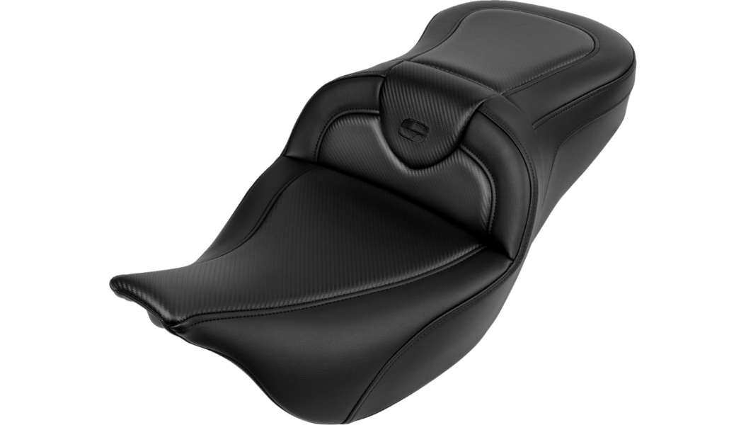 SADDLEMEN Roadsofa Seat - without Backrest - Carbon Fiber - Black Stitch - 'FL '08-'19 A808-07B-185BLK - PartsOutlet.com.au