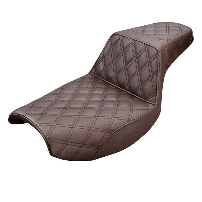 SADDLEMEN Step Up Seat - Lattice Stitched - Brown - FXR '82-'00 - 882-09-175BR - PartsOutlet.com.au