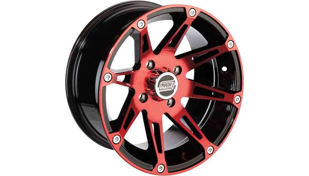 MOOSE UTILITY Wheel - 387X - Front - Anodized Red/Black - 12x7 - 4/156 - 4+3 - Kawasaki/Polaris - 387MO127156BWR4