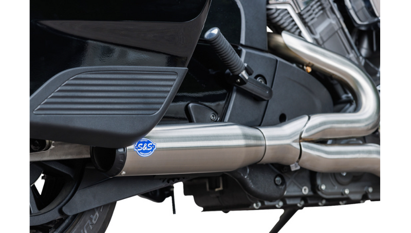 S&S CYCLE 2-into-1 Qualifier Exhaust System - 50-State - Brushed - Stainless Steel - Indian '20-'23 - 550-1083