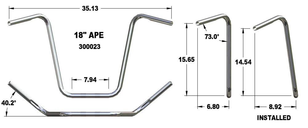 KHROME WERKS Handlebar - Ape Hanger - 18" 300023