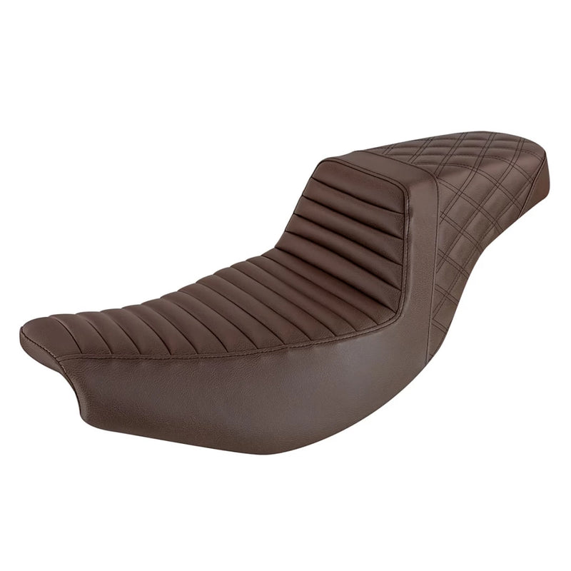 SADDLEMEN Step Up Seat - Tuck n Roll Driver/Lattice Stitch Passenger - Brown -Indian Touring Chief/Chieftain/Roadmaster/Springfield '14-'23 - I14-07-176BR - PartsOutlet.com.au