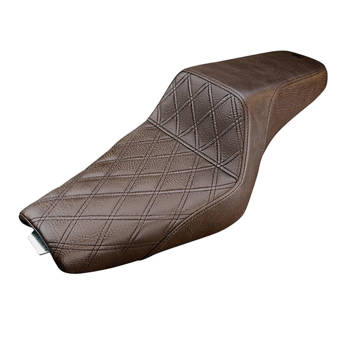 SADDLEMEN Step Up Seat - Lattice Stitched - Brown - Sportster XL 04+ with 3.3 Gallon Tanks 807-11-172BR - PartsOutlet.com.au