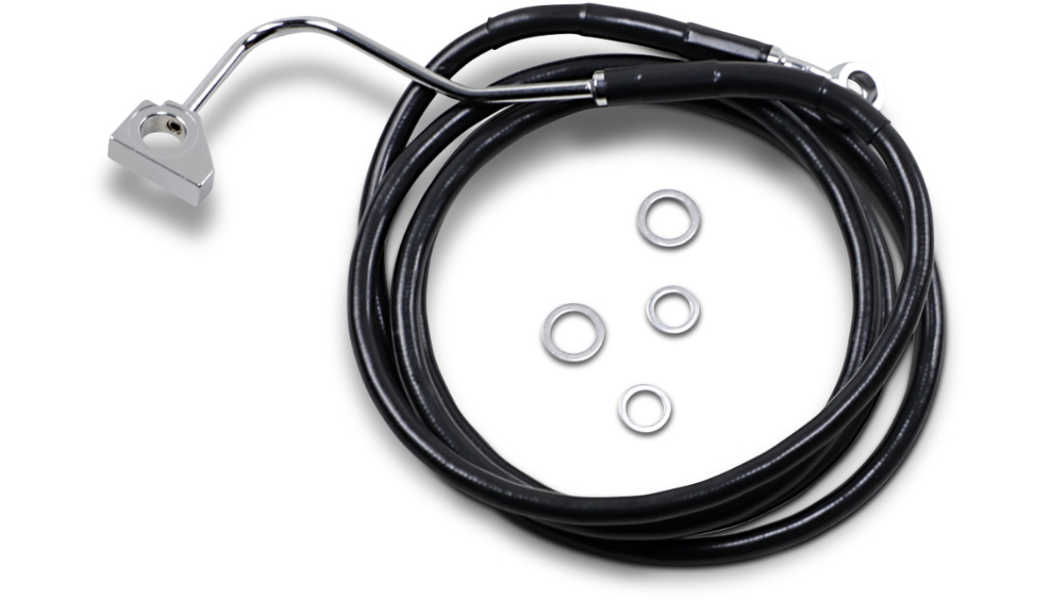 DRAG SPECIALTIES Brake Line - Front - Black - Harley-Davidson 2014-2022 - +10" with ABS 614220-10BLK