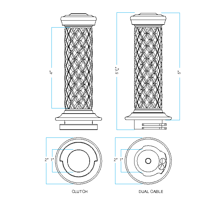 BILTWELL Grips - Alumicore - Dual Cable - Chrome 6604-105-01